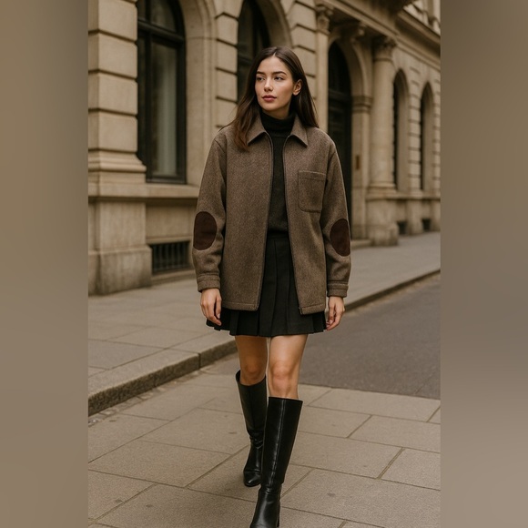 VTG Jones NY Wool Tweed Jacket M Elbow Patch Dark Academia Fall Layer 90s Gothic - Picture 5 of 10